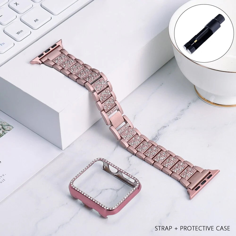 Band + Case Metal Strap For Apple Watches