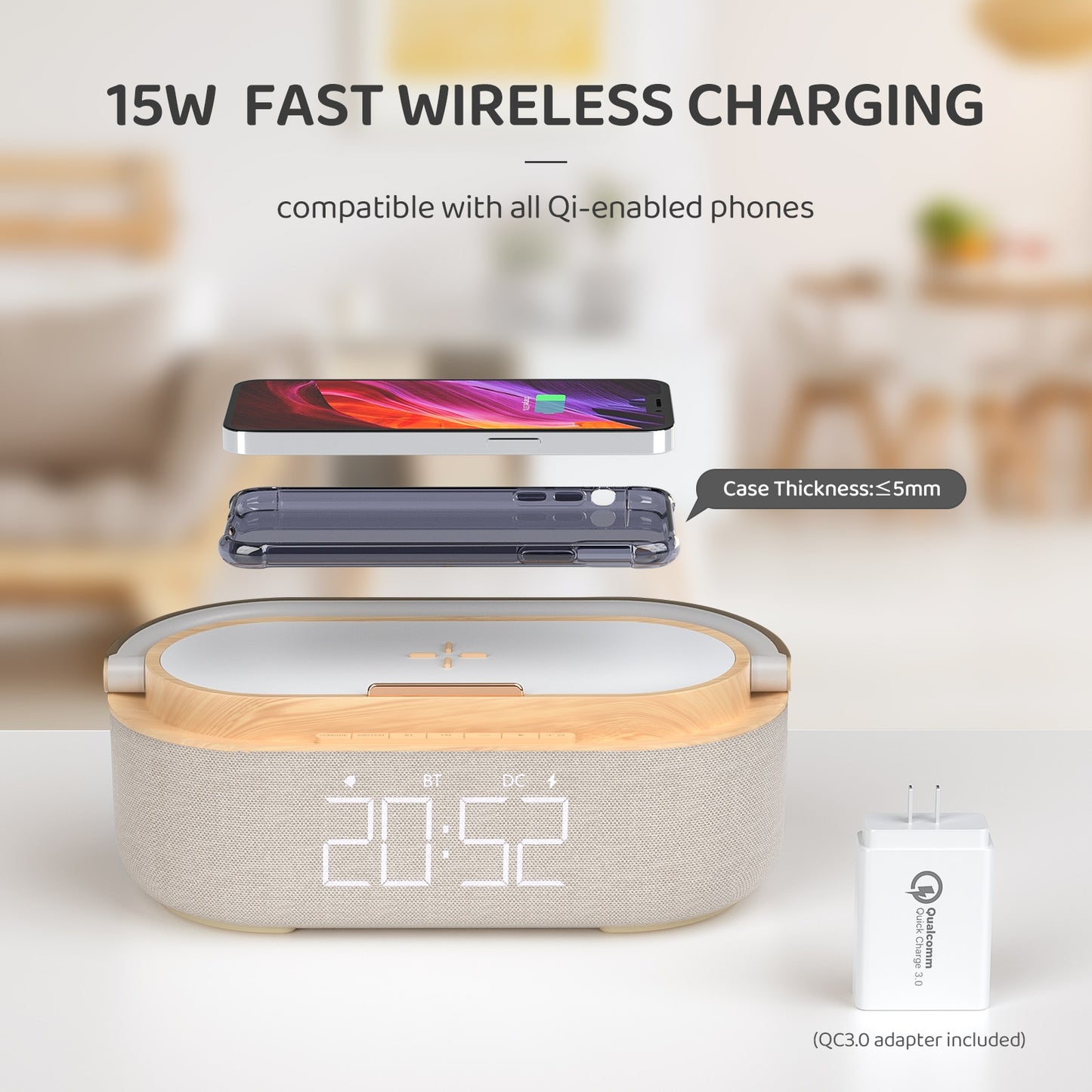 Wireless Charging Pad Alarm Clock